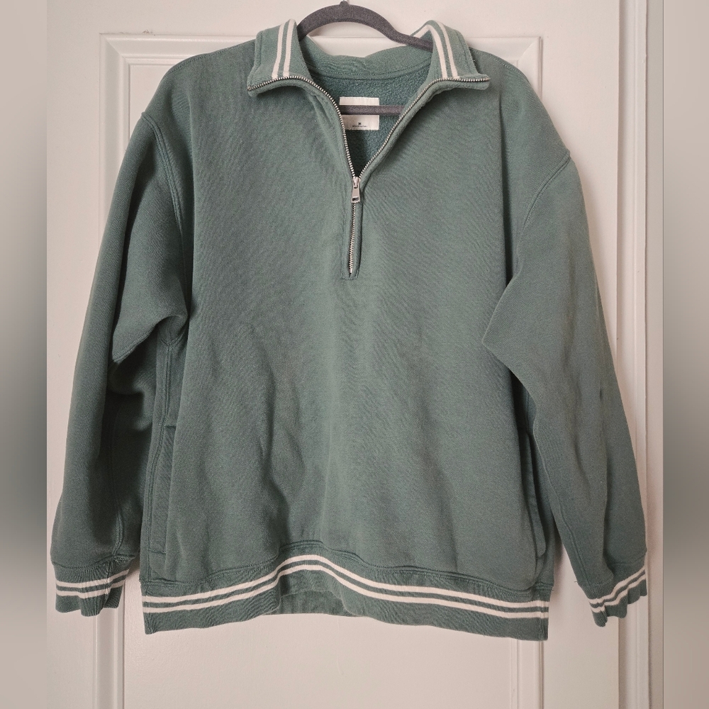 Abercrombie & Fitch Sunday Half Zip Sage Zip-Up Sweatshirt